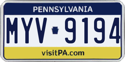 PA license plate MYV9194