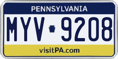PA license plate MYV9208