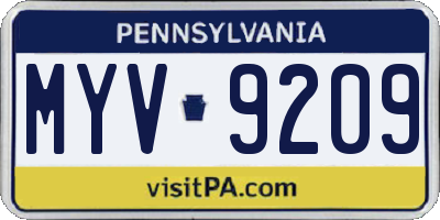 PA license plate MYV9209