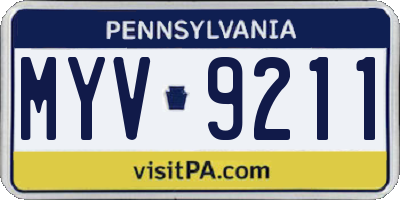 PA license plate MYV9211