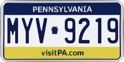 PA license plate MYV9219