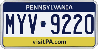 PA license plate MYV9220