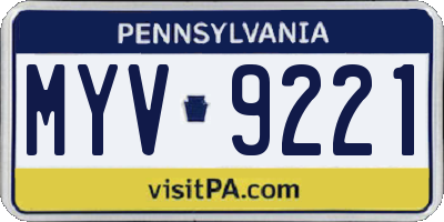 PA license plate MYV9221