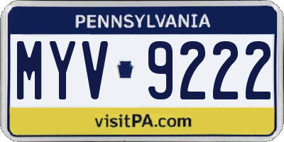 PA license plate MYV9222