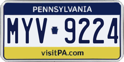PA license plate MYV9224