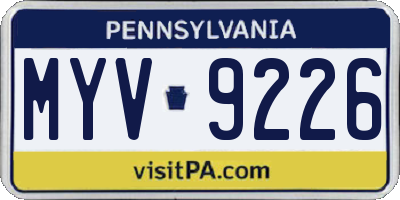 PA license plate MYV9226