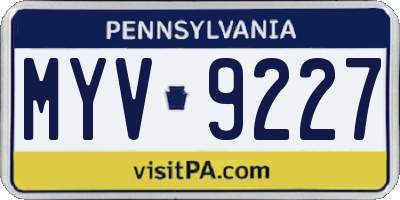 PA license plate MYV9227