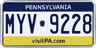 PA license plate MYV9228