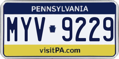 PA license plate MYV9229