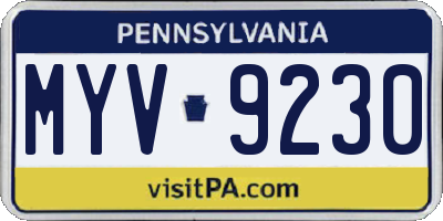 PA license plate MYV9230