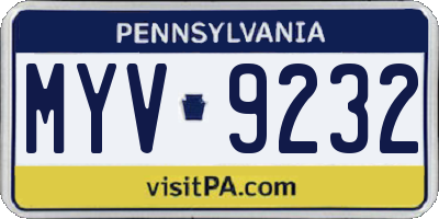 PA license plate MYV9232