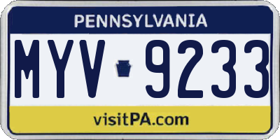 PA license plate MYV9233