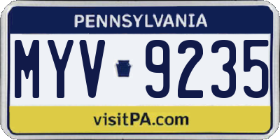 PA license plate MYV9235