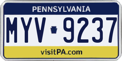 PA license plate MYV9237
