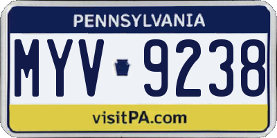 PA license plate MYV9238