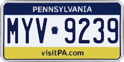 PA license plate MYV9239