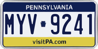 PA license plate MYV9241