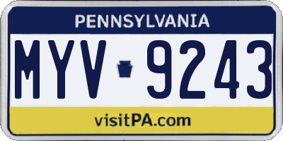PA license plate MYV9243
