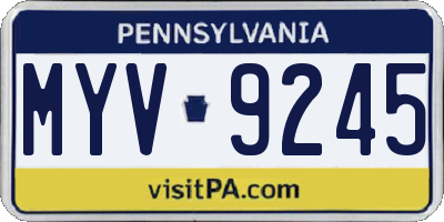 PA license plate MYV9245