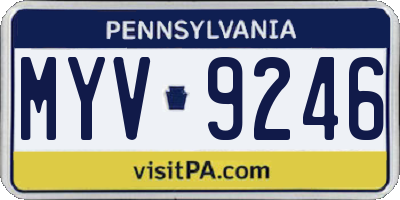 PA license plate MYV9246