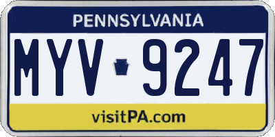 PA license plate MYV9247