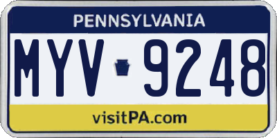 PA license plate MYV9248