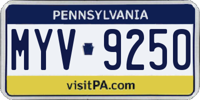 PA license plate MYV9250