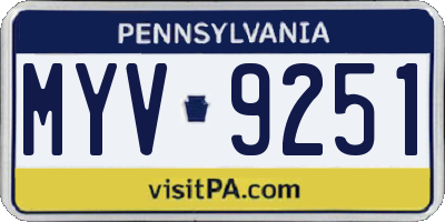 PA license plate MYV9251