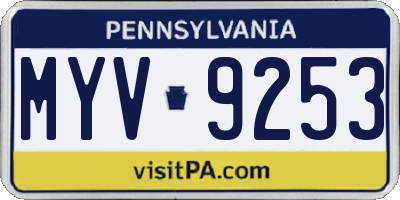 PA license plate MYV9253