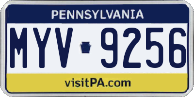 PA license plate MYV9256