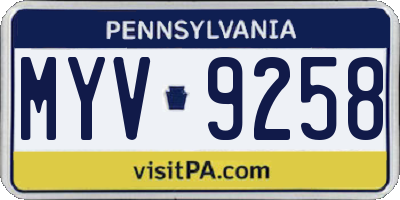 PA license plate MYV9258