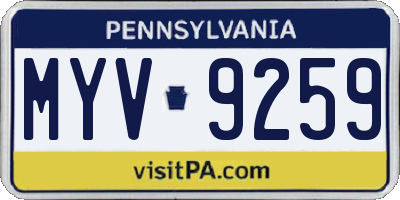 PA license plate MYV9259