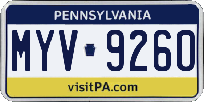 PA license plate MYV9260