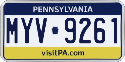 PA license plate MYV9261