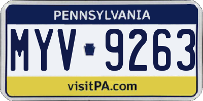 PA license plate MYV9263