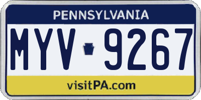 PA license plate MYV9267
