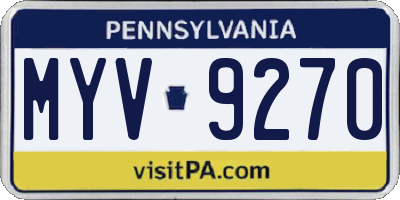PA license plate MYV9270