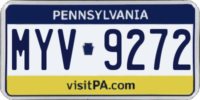 PA license plate MYV9272