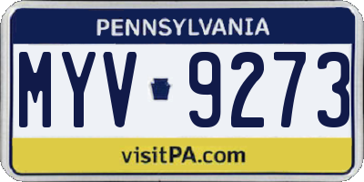 PA license plate MYV9273