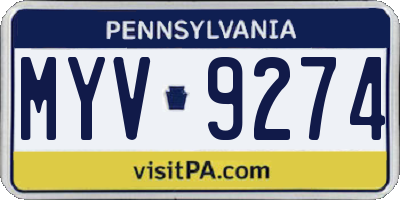 PA license plate MYV9274