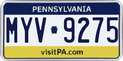 PA license plate MYV9275