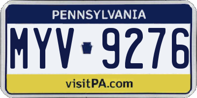 PA license plate MYV9276