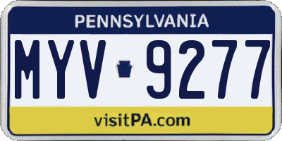 PA license plate MYV9277