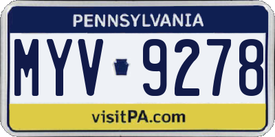 PA license plate MYV9278