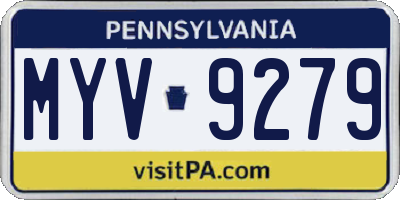 PA license plate MYV9279