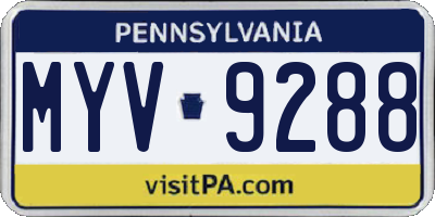 PA license plate MYV9288