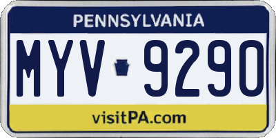 PA license plate MYV9290