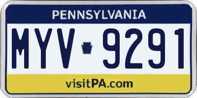 PA license plate MYV9291