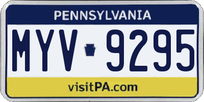 PA license plate MYV9295