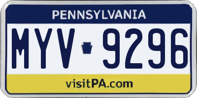PA license plate MYV9296